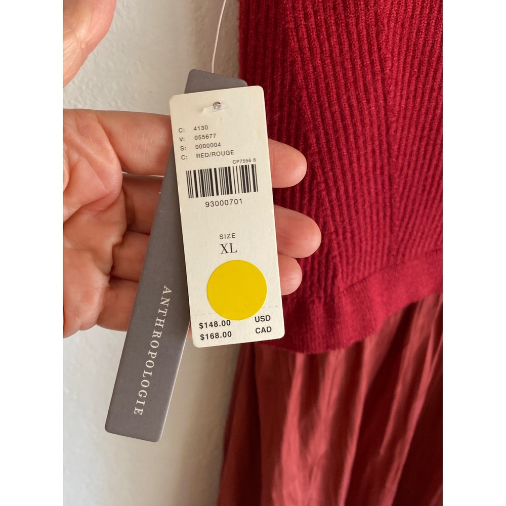 Anthropologie Thea Twofer Sweater Dress Short Sleeve Mini Edition Red XL NWT - Picture 3 of 8